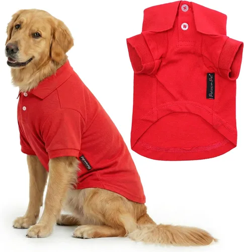 Vista 35 de Camisas Polo Parisian Pet - Camisa de Algodón Transpirable para Perros - Azul Sólido, Ropa de Verano con Capucha - Cuello con Botón para Perros