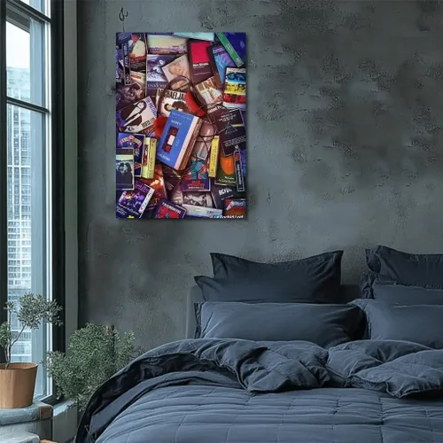 Vista 5 de La magia de los casetes y Sony Walkman: una inmersión en los años 80 retro - Impresión artística de pared, pintura para decoración del hogar