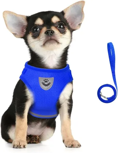 Vista 8 de FEimaX juego de arnés y correa para perro para caminar, de malla suave ajustable de control fácil, arneses de chaleco ligeros para gatos con tiras