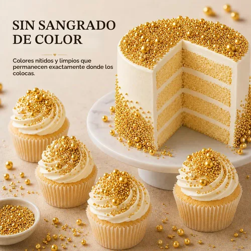 Vista 3 de Confect Gránulos Dorados de Perlas Gránulos Dorados para Decoración de Pasteles y Cupcakes y Celebración Paquete Surtido de 5 All That Glitters