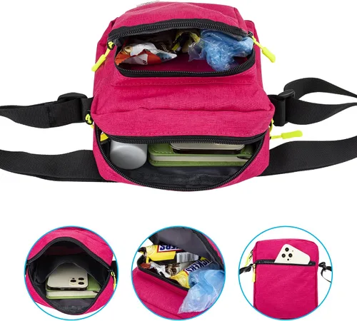 Vista 4 de Gisdanchz Bolso cruzado 2.5L, repelente al agua Pequeña bolsa de hombro para cartera, llaves y más, Rosa encendido, Mochilas Sling