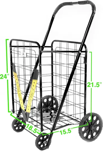 Vista 5 de Carrito de compras plegable, Acero, Rojo, L
