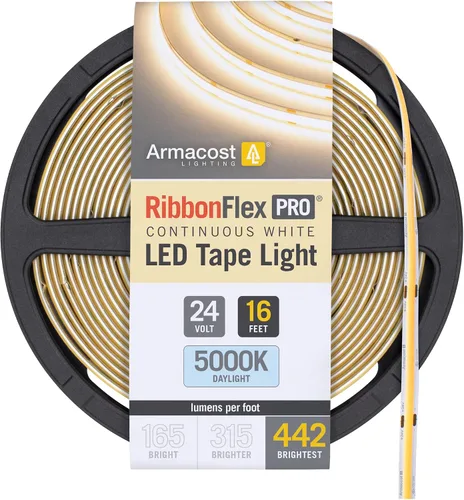 Vista 45 de Armacost Lighting RibbonFlex Pro 24V Luz de Tira LED COB Blanca, 2700K, 165 Lúmenes/Pie, 2.5M 171110 Blanco cálido 2700K