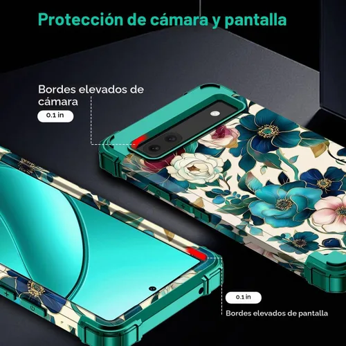 Vista 6 de Hekodonk Funda para Google Pixel 6A (2022), resistente cuerpo completo, protección a prueba de golpes, plástico duro+goma de silicona híbrida 3