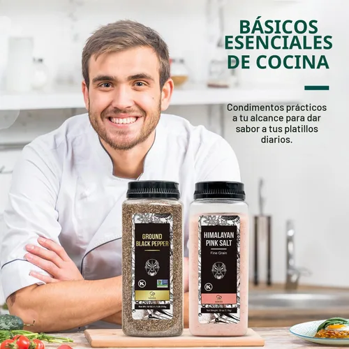 Vista 8 de Soeos Sal rosa de 39 onzas + pimienta negra molida de 18 onzas, grano fino