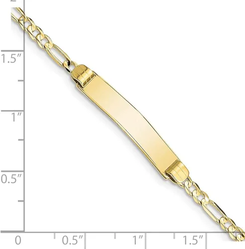 Vista 3 de 10k Yellow Gold Figaro Link ID Bracelet For Women