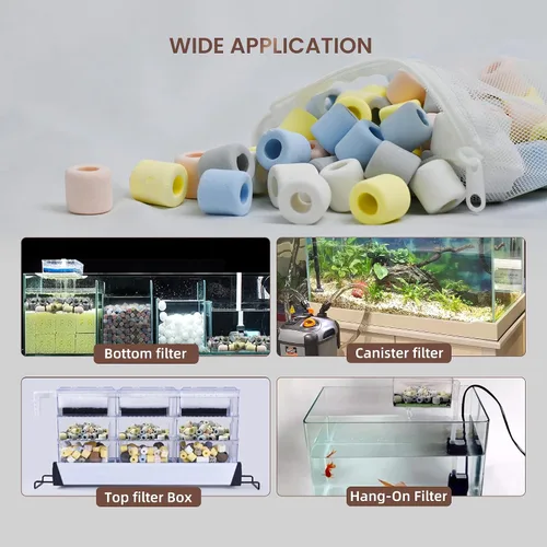 Vista 9 de UPETTOOLS Medios de filtro de acuario, bolas de anillo de cerámica biológica 5 en 1 para filtro de acuario, medios de filtro porosos