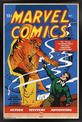Vista 8 de Trends International Marvel Comics - Póster de pared de The Very First Marvel Comics #1, 14.725 x 22.375 pulgadas, versión enmarcada de madera