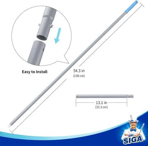 Vista 7 de MR.SIGA Poste de extensión de 54.3 pulgadas de largo, poste de aluminio ajustable de 4 piezas para escobilla de ventana