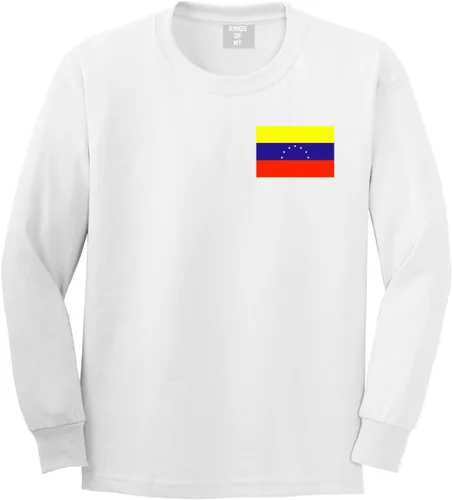 Vista 2 de Venezuela Bandera país Pecho de manga larga playera Negro