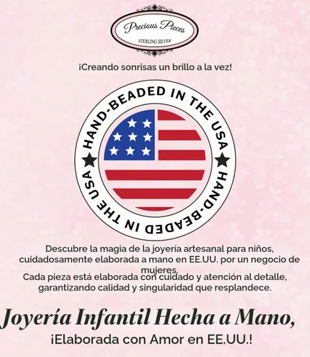 Vista 6 de Precious Pieces Rosario de bebé de bautismo chapado en oro de 14 quilates para niñas Azul-Plateado
