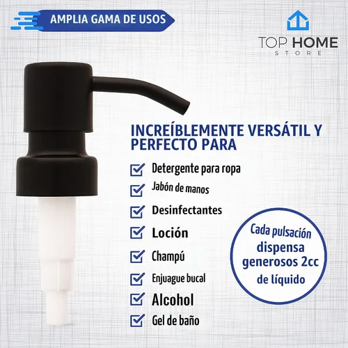 Vista 4 de Bombas dispensadoras de jabón y loción de acero inoxidable, reemplazo para tus botellas (negro mate, paquete de 2)