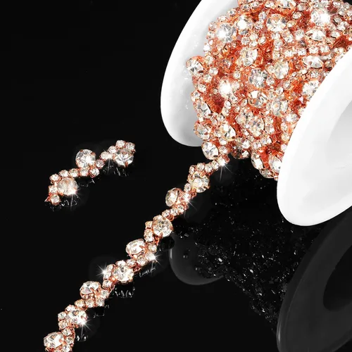 Vista 11 de Kigeli Bling Adorno de Diamantes de Imitación con Cadena de Cristal, Adorno de Diamantes de Imitación para Costura, Adornos para Vestidos DIY, Ropa
