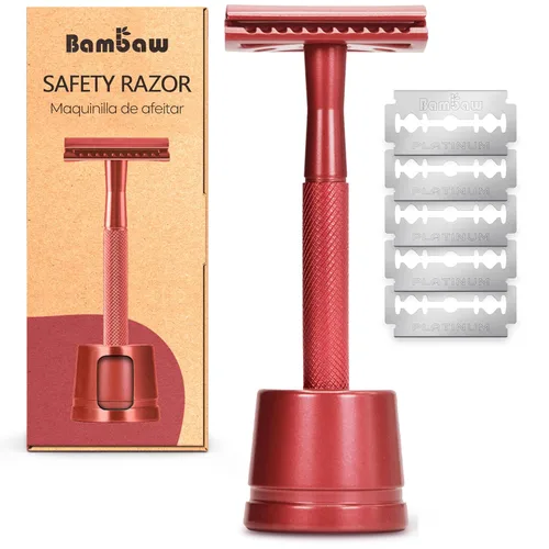 Vista 7 de Bambaw Maquinilla de afeitar de seguridad para hombres con 5 cuchillas, maquinilla de afeitar de seguridad de doble filo para hombres, maquinilla