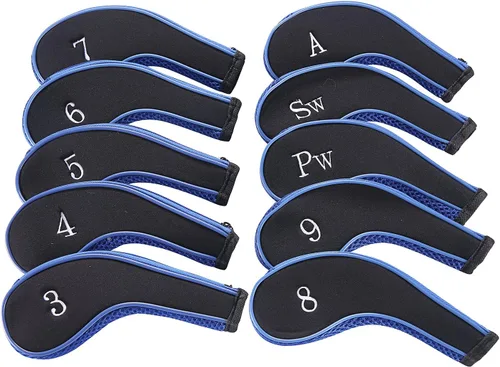 Vista 6 de Neopreno Cremallera Golf Club Hierro Cabeza Cubiertas Hierro Cubiertas 10pcs/Set Iron Covers, Multiple Colors for Option, Neoprene