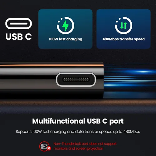 Vista 5 de MOGOOD - Adaptador USB C OTG 2 en 1 con carga PD de 100 W Puerto USB 3.0, ángulo recto, para Galaxy S24, Quest 3, iPad, Chromecast, Pi-KVM, datos