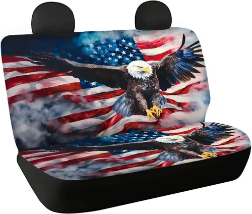 Vista 42 de AFPANQZ Funda protectora para asiento trasero de automóvil, con bandera patriótica estadounidense, solo para asiento trasero de automóvil, camión