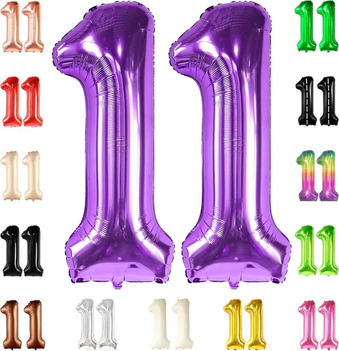 Vista 15 de KatchOn, Globo negro gigante del número 11 de 40 pulgadas, globos negros 11 para decoraciones de cumpleaños de 11 años para niños, globos negros
