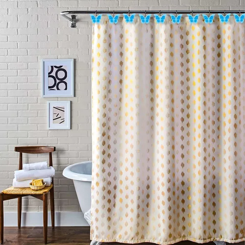 Vista 7 de AGPTEK Ganchos para cortina de ducha, ganchos decorativos de mariposa para baño, habitación de bebé, dormitorio, decoración de sala de estar (azul)