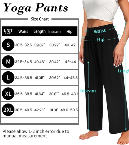 Vista 5 de OLIKEME Pantalones de yoga de pierna ancha para mujer, cintura alta, cómodos, casuales, holgados, para entrenamiento, talla grande, pantalones