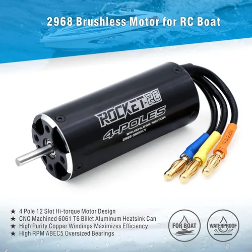 Vista 2 de Surpass Hobby 2968 3800KV Motor sin escobillas Diseño de 4 polos con chaqueta de refrigeración por agua para barco RC (3800KV)