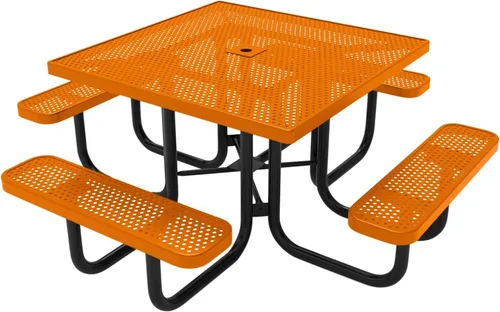 Vista 101 de COATEDOUTDOORFURNITURE Mesa de picnic cuadrada de 46 pulgadas, expandida, color negro