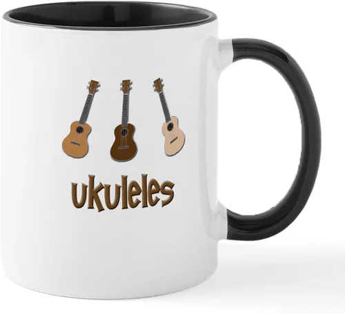 Vista 26 de CafePress Peace Love - Taza de café de cerámica para ukelele (11 oz (11.0 fl oz)