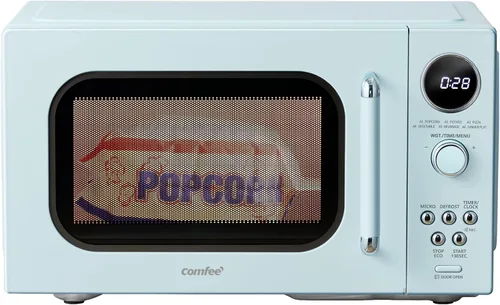 Vista 11 de COMFEE CMO-C20M1WH - Microondas retro con 11 niveles de potencia, cocción rápida de varias etapas, función de reinicio de tocadiscos, temporizador