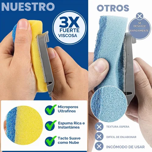 Vista 2 de Recambios de cepillo de esponja para Scotch-Brite Dishwand - 10 unidades Azul-10pack
