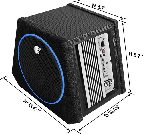 Vista 5 de Planet Audio Paquete de subwoofer y amplificador para automóvil PAB80 - Amplificador integrado, subwoofer de 8 pulgadas con radiador pasivo, control