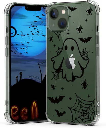 Vista 48 de Funda de Halloween para Google Pixel 6A transparente con diseños de murciélagos fantasmas, funda para teléfono para niñas, elegante, delgada, a