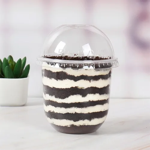 Vista 4 de Vasos desechables de plástico transparente de 12 onzas con tapas de cúpula, perfectas para bebidas frías, café, batidos, postres, sin BPA, paquete