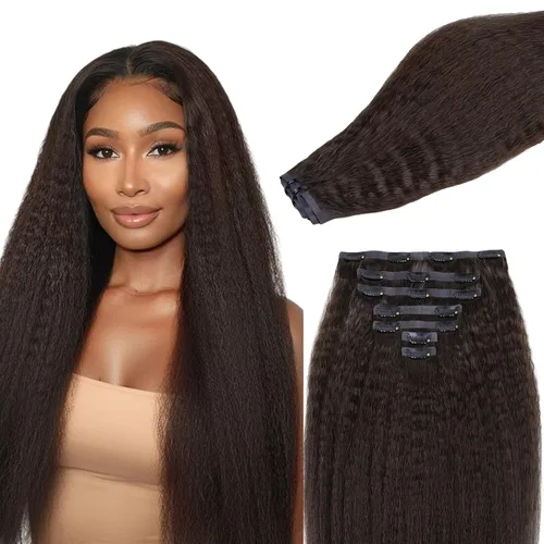 Vista 49 de Lashey Extensiones de cabello humano con clip, sin costuras, #1, color negro azabache, extensiones de cabello humano real, extensiones de cabello