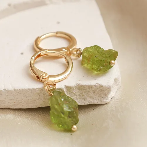 Vista 57 de Gempires Handmade Gemstone Hoop Earrings Raw Crystal Dangle Jewelry Hypoallergenic Gold Plated Lightweight Elegant Jewelry Gifts For Women