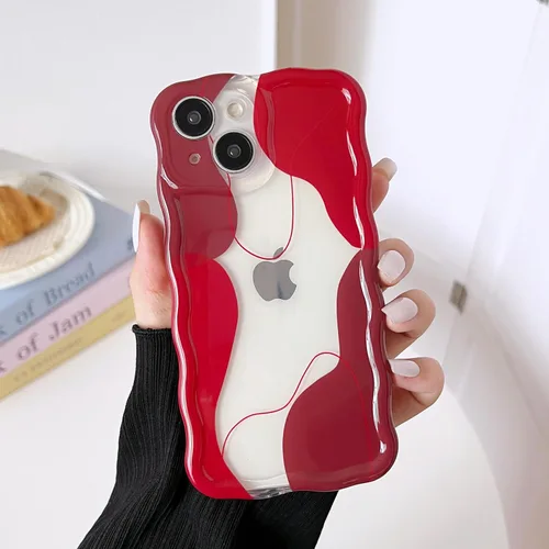 Vista 36 de DEFBSC Funda para iPhone 15 con bonito diseño ondulado, color negro
