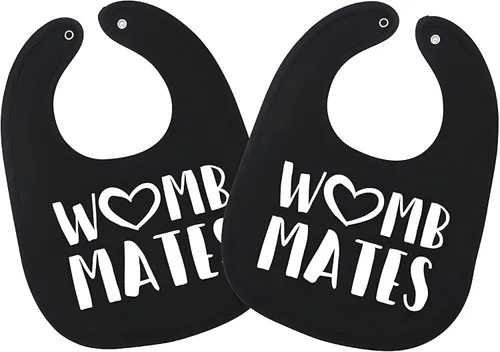 Vista 9 de 100% Cotton Drinking Buddies Twin Bibs Cute & Practical Unisex Bibs for Twins with Waterproof, Durable, for Everyday Use