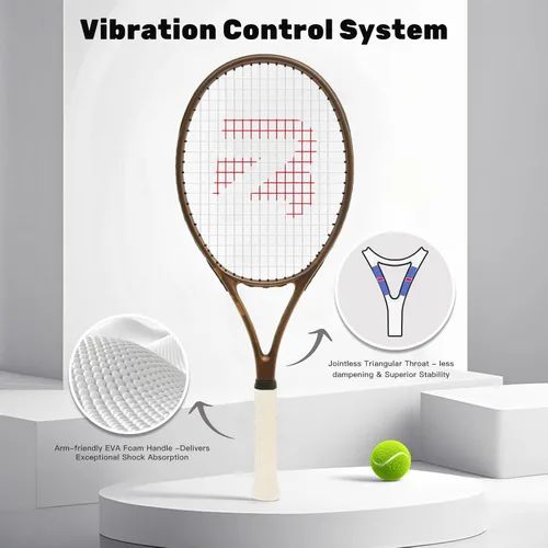 Vista 3 de BatZoom Tennis Racket for Beginners & Adults - Lightweight Graphite Racquet with Comfortable Grip Shock Reduction Technology Includes Carrying
