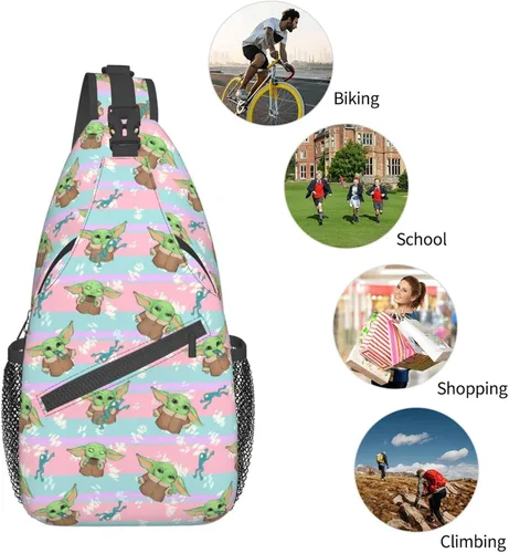 Vista 4 de Bolso bandolera para hombres y mujeres, mochila cruzada de dibujos animados de anime con llavero multiusos bolsa cruzada en el pecho