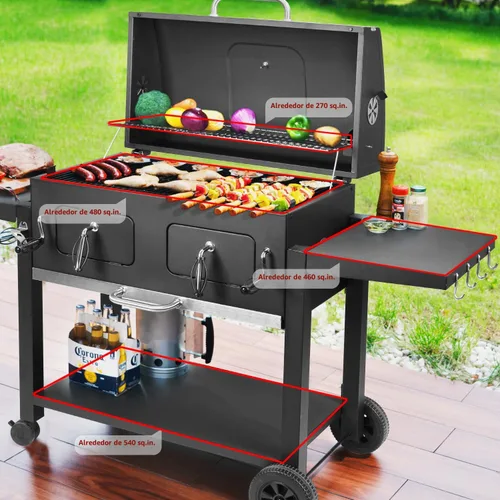 Vista 2 de Kendane Parrilla de carbón para barbacoa al aire libre, área de cocina extra grande de 794 pulgadas cuadradas con dos bandejas de carbón
