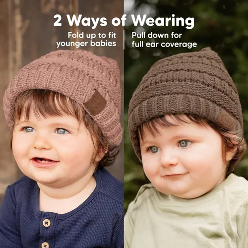 Vista 3 de Paquete de 3 gorros de bebé, sombreros para recién nacido, sombreros para bebé, sombreros para niña, gorro para recién nacido, gorro de invierno