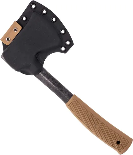 Vista 2 de Condor Herramienta y cuchillo, Hacha de campamento, acero de alto carbono 1075, mango de polipropileno, funda Kydex