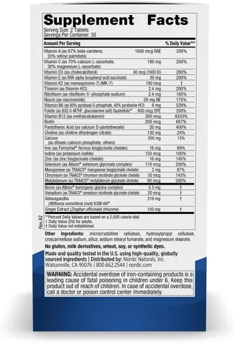 Vista 2 de Nordic Naturals Multivitamínico extra fuerte para mujer, apoyo para la piel, el cabello, la energía y los huesos, suplemento de inmunidad, 20