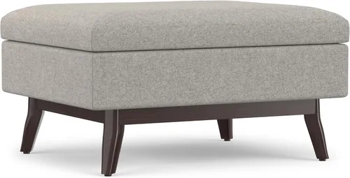 Vista 12 de SIMPLIHOME Owen Mesa de Centro Rectangular Moderna de Mediados de Siglo de 34 pulgadas de Ancho con Otomana de Almacenamiento en Tela de Poliéster