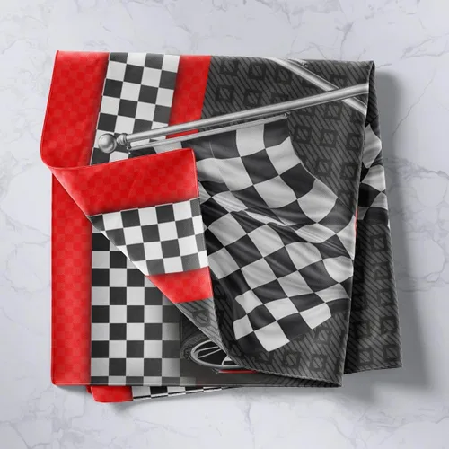 Vista 2 de Manfei Tapiz de coche de carreras, tapiz de pared para automóvil deportivo, bandera a cuadros negros y blancos para colgar en la pared, decoración