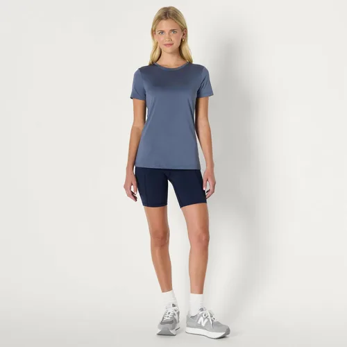 Vista 129 de Amazon Essentials Camiseta de manga corta con cuello redondo para mujer, de secado rápido, para entrenamiento, gimnasio, paquete múltiple