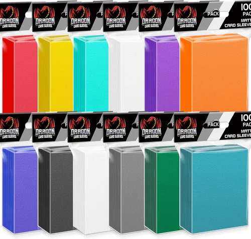 Vista 12 de 1000 unidades de fundas para tarjetas de carga superior para cartas coleccionables, 10 colores de fundas suaves para tarjetas de béisbol estándar