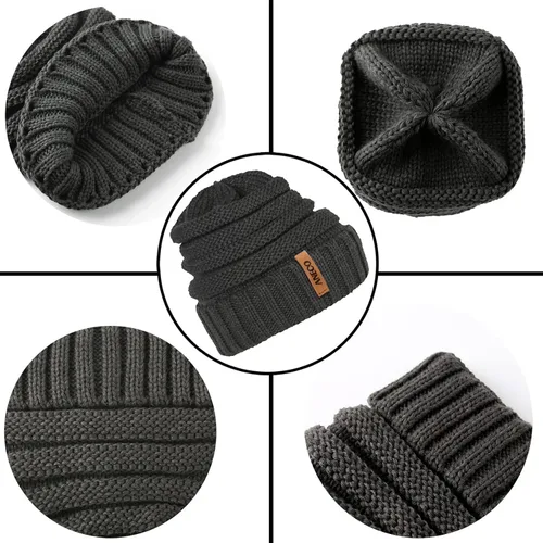 Vista 3 de Aneco Conjunto de bufanda de punto cálido de invierno para hombres y mujeres bufanda elástica suave