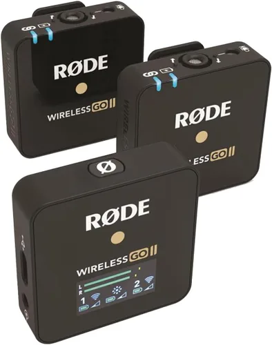 Vista 5 de Rode GO II Sistema de micrófono inalámbrico de doble canal, transmisión digital serie IV de 2.4 GHz, cifrado de 128 bits, salida analógica TRS