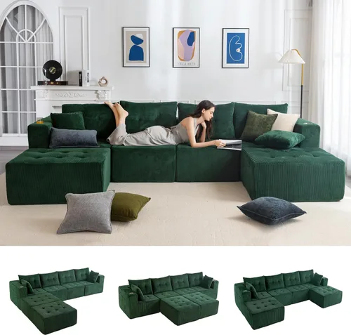 Vista 12 de MAXYOYO Sofá deshuesado, sofá modular en forma de L, sofá de 4 asientos