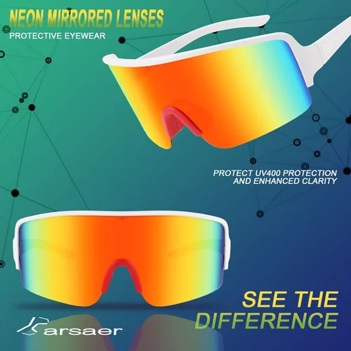 Vista 6 de Karsaer Vision - Gafas de sol deportivas envolventes de los años 80, softbol, béisbol, correr, ciclismo, exteriores, sombras
